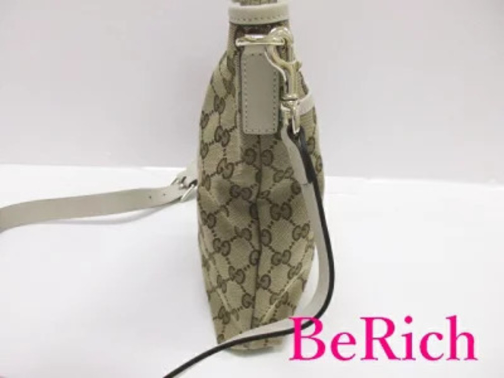 Gucci GG Canvas Shoulder Beige Crossbody Leather Bag Brown Tan Brown